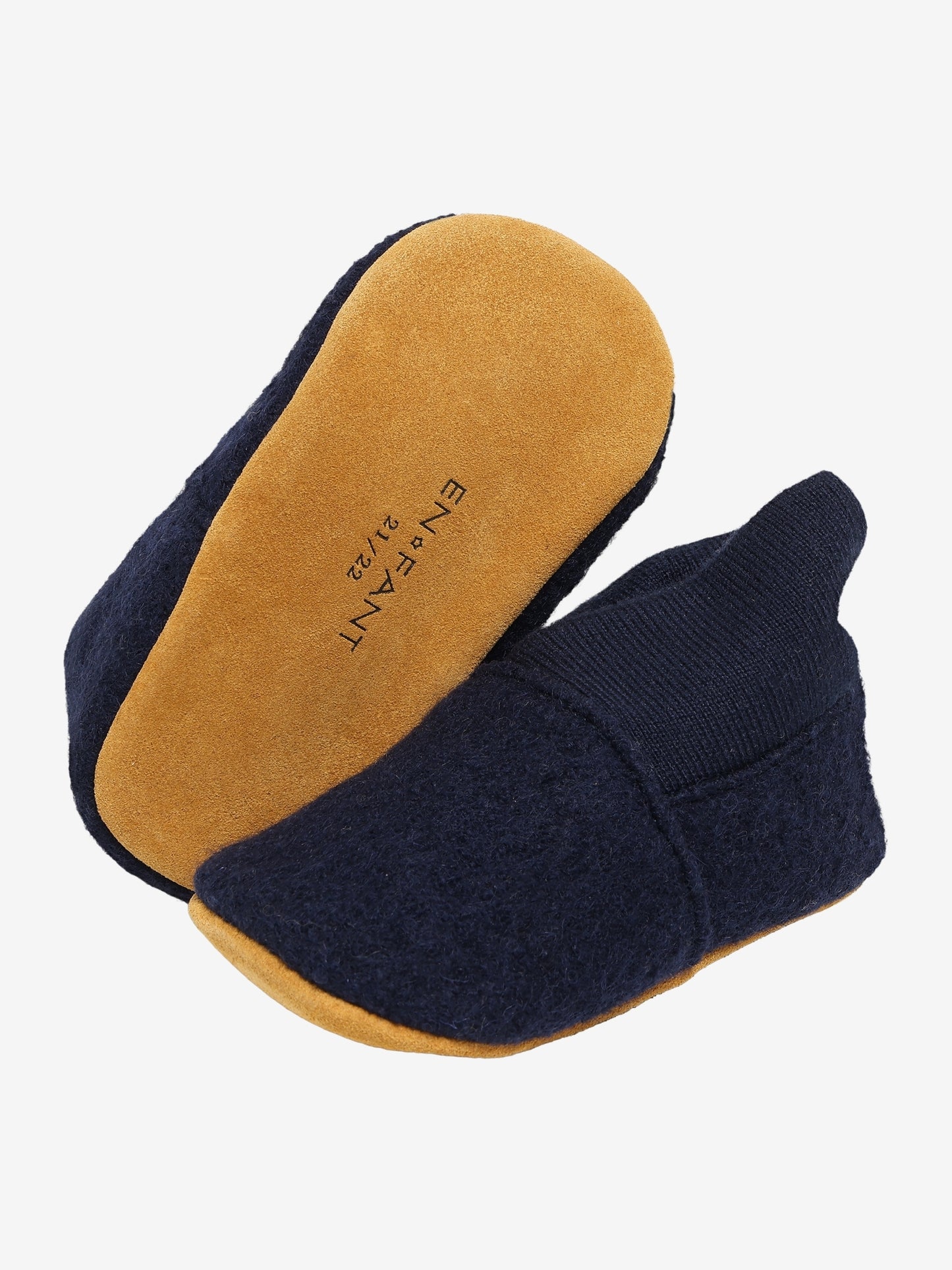 En Fant babyslofjes wol met ribboord blauw 19/20