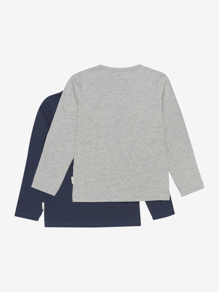 Minymo Basic 34 T-shirt met lange mouwen 2-pack blauw en grijs maat 92