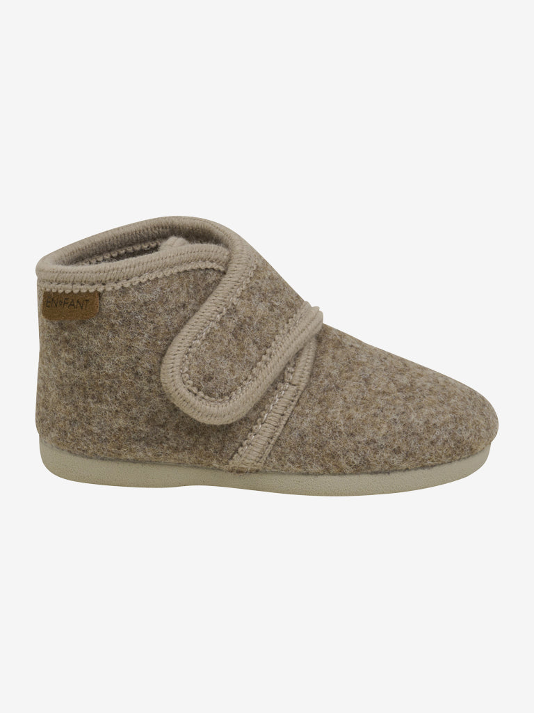 Enfant sloffen wol walnut melange Maat 21
