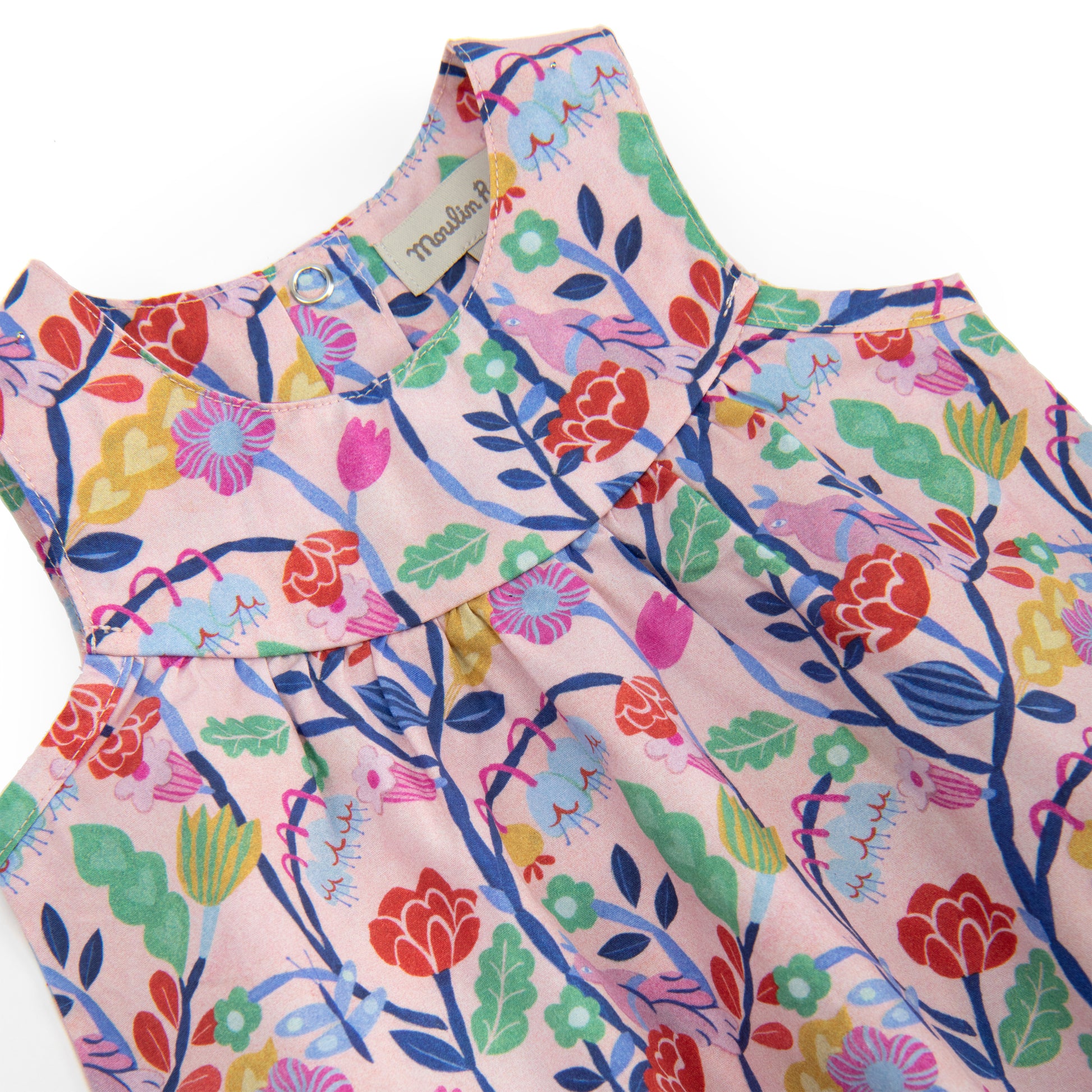 Moulinroty romper Noelie roze bloemenprint 74