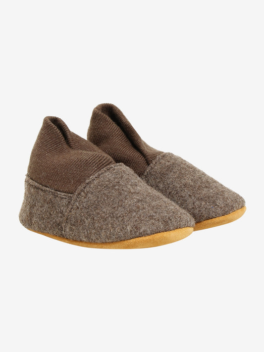 En Fant Wollen pantoffels met ribboord brown