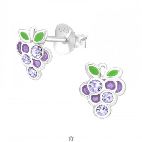 PJ oorbellen mini fruit zilver Druiven set