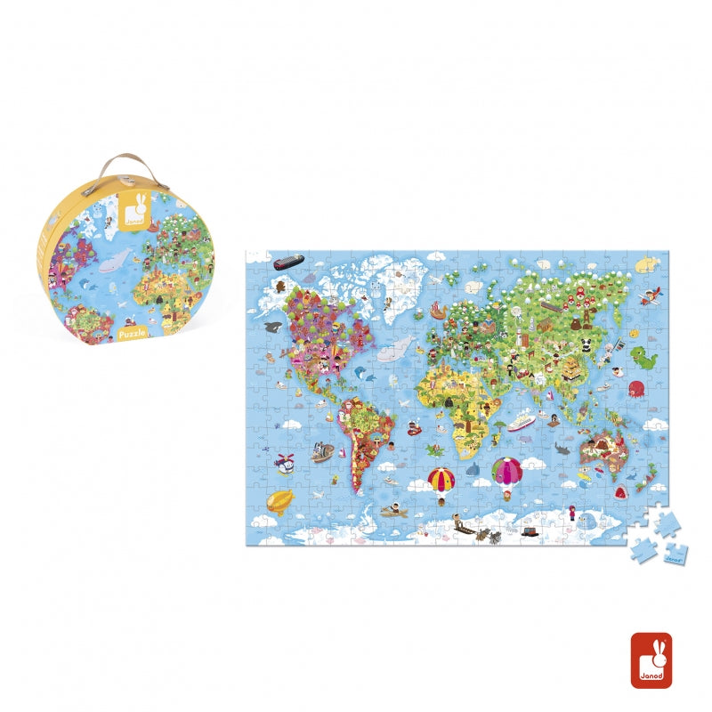 janod puzzelkoffer - wereld giant