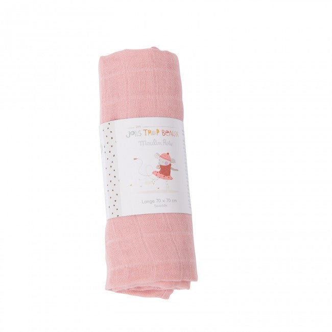 Moulinroty luierdoek 70*70 cm pink Les Jolis pas Beaux