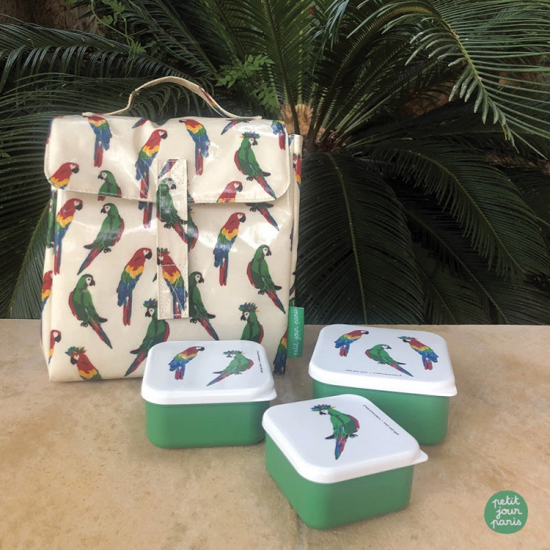 Maison Petit jour Paris trio lunchboxes parroquets +18m